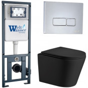 Подвесной унитаз с инсталляцией WeltWasser Marberg 410 / Salzbach 043 MT-BL / MAR 410 SE CR 10000011550 черный матовый