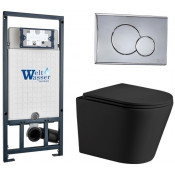 Подвесной унитаз с инсталляцией WeltWasser Marberg 507 / Salzbach 043 MT-BL / MAR 507 RD-CR 10000011554 черный матовый