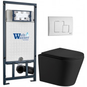 Подвесной унитаз с инсталляцией WeltWasser Marberg 507 / Salzbach 043 MT-BL / MAR 507 SE GL-WT 10000011558 черный матовый
