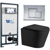 Подвесной унитаз с инсталляцией WeltWasser Marberg 507 / Salzbach 043 MT-BL / MAR 507 SE CR 10000011557 черный матовый