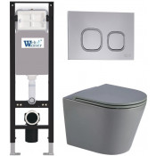 Подвесной унитаз с инсталляцией WeltWasser Amberg 350 / Salzbach 043 MT-GR / Amberg RD-CR 10000012430 серый матовый