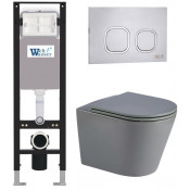 Подвесной унитаз с инсталляцией WeltWasser Amberg 350 / Salzbach 043 MT-GR / Amberg RD-MT CR 10000012431 серый матовый
