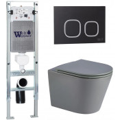 Подвесной унитаз с инсталляцией WeltWasser Amberg 350 ST / Salzbach 043 MT-GR / Amberg RD-BL 10000011562 серый матовый