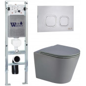 Подвесной унитаз с инсталляцией WeltWasser Amberg 350 ST / Salzbach 043 MT-GR / Amberg RD-MT CR 10000011564 серый матовый