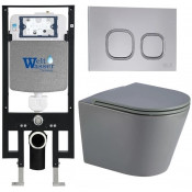 Подвесной унитаз с инсталляцией WeltWasser Amberg 497 / Salzbach 043 MT-GR / Amberg RD-CR 10000011568 серый матовый