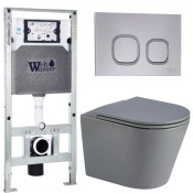 Подвесной унитаз с инсталляцией WeltWasser Amberg 506 ST / Salzbach 043 MT-GR / Amberg RD-CR 10000011583 серый матовый