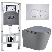 Подвесной унитаз с инсталляцией WeltWasser Amberg 506 ST / Salzbach 043 MT-GR / Amberg RD-MT CR 10000011584 серый матовый