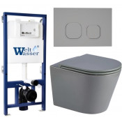 Подвесной унитаз с инсталляцией WeltWasser Bamberg 525 / Salzbach 043 MT-GR / Bamberg CR 10000013526 серый матовый