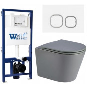Подвесной унитаз с инсталляцией WeltWasser Bamberg 525 / Salzbach 043 MT-GR / Bamberg WT 10000013527 серый матовый