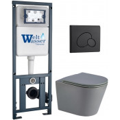 Подвесной унитаз с инсталляцией WeltWasser Marberg 410 / Salzbach 043 MT-GR / MAR 410 RD MT-BL 10000011589 серый матовый