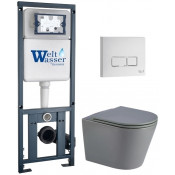 Подвесной унитаз с инсталляцией WeltWasser Marberg 410 / Salzbach 043 MT-GR / MAR 410 SE GL-WT 10000011591 серый матовый