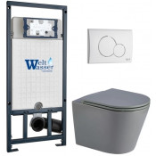 Подвесной унитаз с инсталляцией WeltWasser Marberg 507 / Salzbach 043 MT-GR / MAR 507 RD GL-WT 10000011595 серый матовый