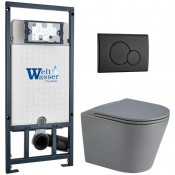 Подвесной унитаз с инсталляцией WeltWasser Marberg 507 / Salzbach 043 MT-GR / MAR 507 RD MT-BL 10000011596 серый матовый