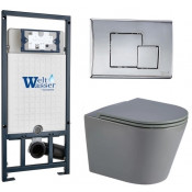 Подвесной унитаз с инсталляцией WeltWasser Marberg 507 / Salzbach 043 MT-GR / MAR 507 SE CR 10000011597 серый матовый