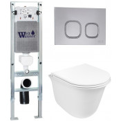 Подвесной унитаз с инсталляцией WeltWasser Amberg 350 ST / Telbach 004 GL-WT / Amberg RD-CR 10000006588 белый глянцевый