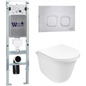 Подвесной унитаз с инсталляцией WeltWasser Amberg 350 ST / Telbach 004 GL-WT / Amberg RD-MT CR 10000006589 белый глянцевый