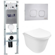 Подвесной унитаз с инсталляцией WeltWasser Amberg 350 ST / Telbach 004 GL-WT / Amberg RD-MT CR 10000006589 белый глянцевый