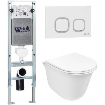 Подвесной унитаз с инсталляцией WeltWasser Amberg 350 ST / Telbach 004 GL-WT / Amberg RD-WT 10000006590 белый глянцевый