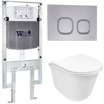 Подвесной унитаз с инсталляцией WeltWasser Amberg 497 ST / Telbach 004 GL-WT / Amberg RD-CR 10000006764 белый глянцевый