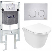 Подвесной унитаз с инсталляцией WeltWasser Amberg 497 ST / Telbach 004 GL-WT / Amberg RD-MT CR 10000006765 белый глянцевый