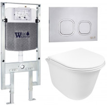 Подвесной унитаз с инсталляцией WeltWasser Amberg 497 ST / Telbach 004 GL-WT / Amberg RD-MT CR 10000006765 белый глянцевый