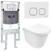 Подвесной унитаз с инсталляцией WeltWasser Amberg 497 ST / Telbach 004 GL-WT / Amberg RD-WT 10000006766 белый глянцевый