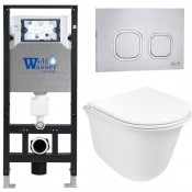 Подвесной унитаз с инсталляцией WeltWasser Amberg 506 / Telbach 004 GL-WT / Amberg RD-MT CR 10000006853 белый глянцевый