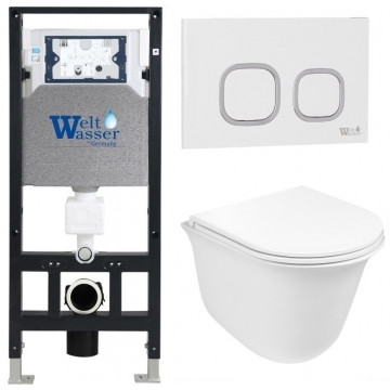 Подвесной унитаз с инсталляцией WeltWasser Amberg 506 / Telbach 004 GL-WT / Amberg RD-WT 10000006854 белый глянцевый