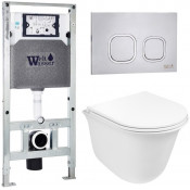 Подвесной унитаз с инсталляцией WeltWasser Amberg 506 ST / Telbach 004 GL-WT / Amberg RD-MT CR 10000006941 белый глянцевый