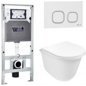 Подвесной унитаз с инсталляцией WeltWasser Amberg 506 ST / Telbach 004 GL-WT / Amberg RD-WT 10000006942 белый глянцевый