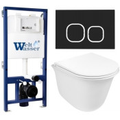 Подвесной унитаз с инсталляцией WeltWasser Bamberg 525 / Telbach 004 GL-WT / Bamberg BL 10000012954 белый глянцевый