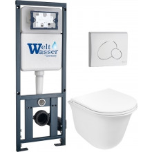 Подвесной унитаз с инсталляцией WeltWasser Marberg 410 / Telbach 004 GL-WT / MAR 410 RD GL-WT 10000011126 белый глянцевый