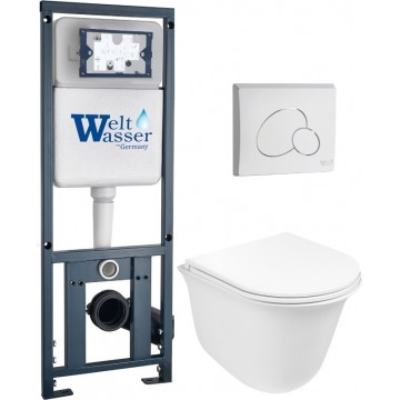 Подвесной унитаз с инсталляцией WeltWasser Marberg 410 / Telbach 004 GL-WT / MAR 410 RD GL-WT 10000011126 белый глянцевый