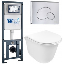 Подвесной унитаз с инсталляцией WeltWasser Marberg 410 / Telbach 004 GL-WT / MAR 410 RD-CR 10000006950 белый глянцевый