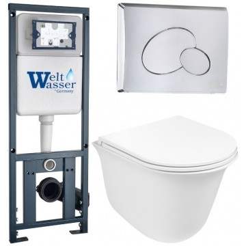 Подвесной унитаз с инсталляцией WeltWasser Marberg 410 / Telbach 004 GL-WT / MAR 410 RD-CR 10000006950 белый глянцевый