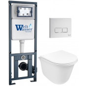 Подвесной унитаз с инсталляцией WeltWasser Marberg 410 / Telbach 004 GL-WT / MAR 410 SE GL-WT 10000011128 белый глянцевый