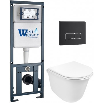 Подвесной унитаз с инсталляцией WeltWasser Marberg 410 / Telbach 004 GL-WT / MAR 410 SE MT-BL 10000011129 белый глянцевый