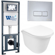 Подвесной унитаз с инсталляцией WeltWasser Marberg 410 / Telbach 004 GL-WT / MAR 410 SE-CR 10000006949 белый глянцевый