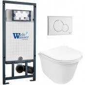 Подвесной унитаз с инсталляцией WeltWasser Marberg 507 / Telbach 004 GL-WT / MAR 507 RD GL-WT 10000011130 белый глянцевый