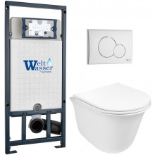 Подвесной унитаз с инсталляцией WeltWasser Marberg 507 / Telbach 004 GL-WT / MAR 507 RD GL-WT 10000011130 белый глянцевый