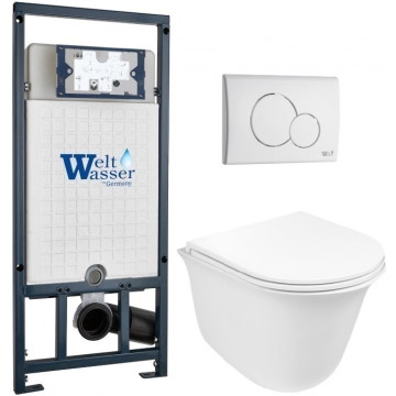 Подвесной унитаз с инсталляцией WeltWasser Marberg 507 / Telbach 004 GL-WT / MAR 507 RD GL-WT 10000011130 белый глянцевый
