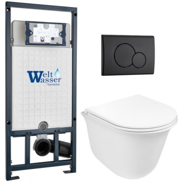 Подвесной унитаз с инсталляцией WeltWasser Marberg 507 / Telbach 004 GL-WT / MAR 507 RD MT-BL 10000011131 белый глянцевый