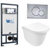 Подвесной унитаз с инсталляцией WeltWasser Marberg 507 / Telbach 004 GL-WT / MAR 507 RD-CR 10000006994 белый глянцевый