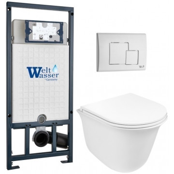 Подвесной унитаз с инсталляцией WeltWasser Marberg 507 / Telbach 004 GL-WT / MAR 507 SE GL-WT 10000011132 белый глянцевый