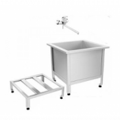 Слив технический из нержавеющей стали 730х730х450 мм С РЕШЕТКОЙ, СМЕСИТЕЛЬ, ЛЕЙКА (ЭКОНОМ)