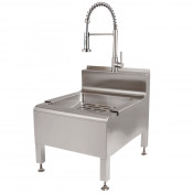 Слив технический (видуар) со съемной решеткой со смесителем с гибким душем 590х500х551 мм