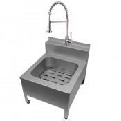 Слив технический (видуар) со съемной решеткой со смесителем с гибким душем 500х500х400 мм