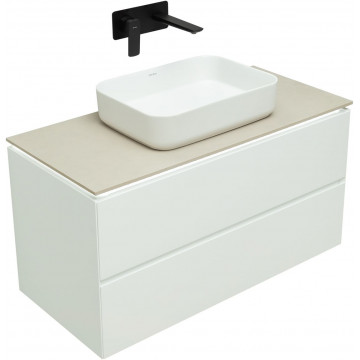 Тумба с раковиной Allen Brau Infinity 1.21003.WM/4.11021.20/1.21012.B 100 белый матовый