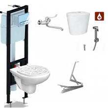 Видуар подвесной с инсталляцией, педалью, смесителем, керамическим бачком для раствора 