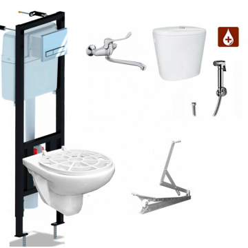 Видуар подвесной с инсталляцией, педалью, смесителем, керамическим бачком для раствора 